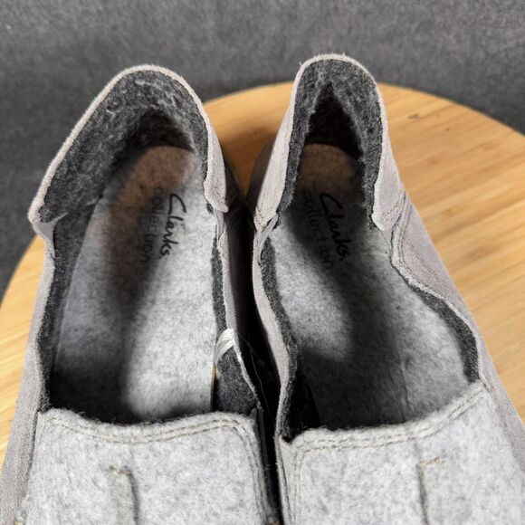 Clarks Men's Sz 11.5 M Gray Suede Gorwin Step Slip-On Loafer Shoes NEW - Picture 7 of 8